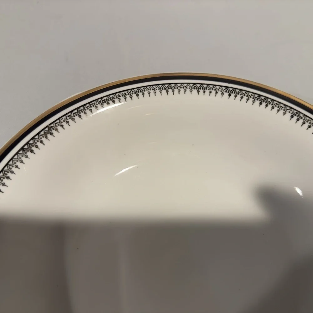 Chodziez Poland Porcelain Soup Bowl Black Gold Band Filigree